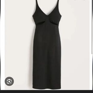 Abercrombie & Fitch Black  Cut-Out Midi Dress Sz Large NWT